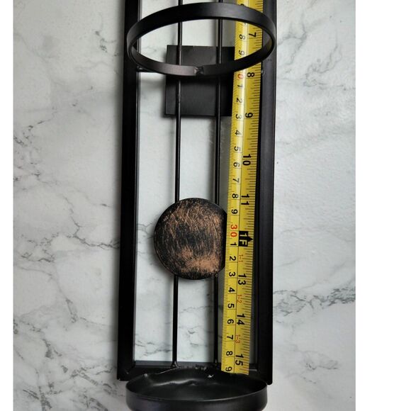 Contemporary Metal Brown Wall Candle Sconces with Antique Patina Medallions - Picture 7 of 12